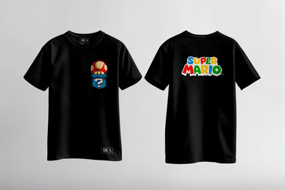 Camiseta Gamer Mario Bros Retro Juvenil en Algodón