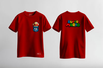 Camiseta Gamer Mario Bros Retro Juvenil en Algodón