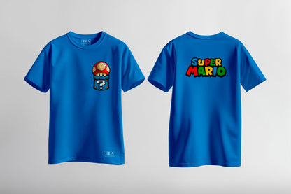 Camiseta Gamer Mario Bros Retro Juvenil en Algodón
